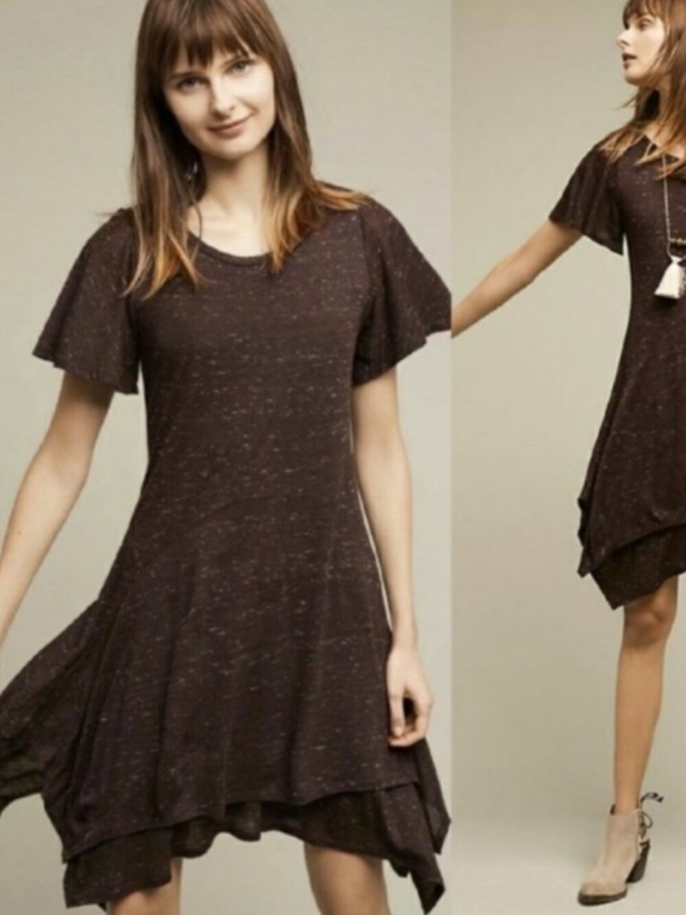 Dolan Left Coast Collection melanie knit asymmetrical plum dress medium petite